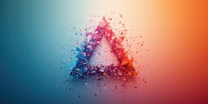 Abstract triangular shape made of colorful shards