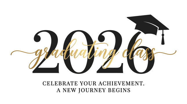Graduation celebration design showcasing a new academic journey and milestone achievement with stylish typography