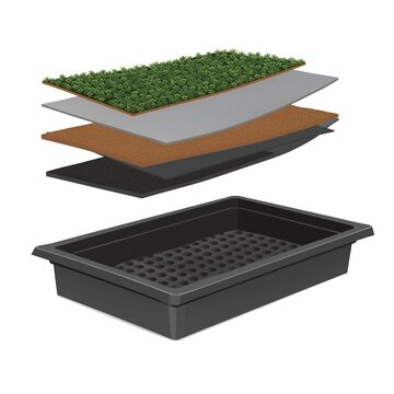 Layered Structure of an Artificial Grass Tray with Drainage Features and Support, Ideal for Landscaping and Home Improvement Projects