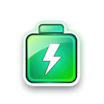 Green Battery Icon with Lightning Bolt Symbolizing Energy Efficiency and Rechargeable Power Supply for Technology and Devices