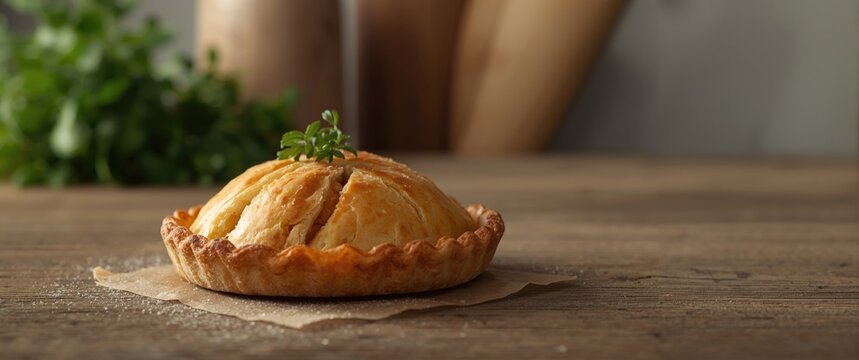 Tasty empada loaded with juicy chicken pieces