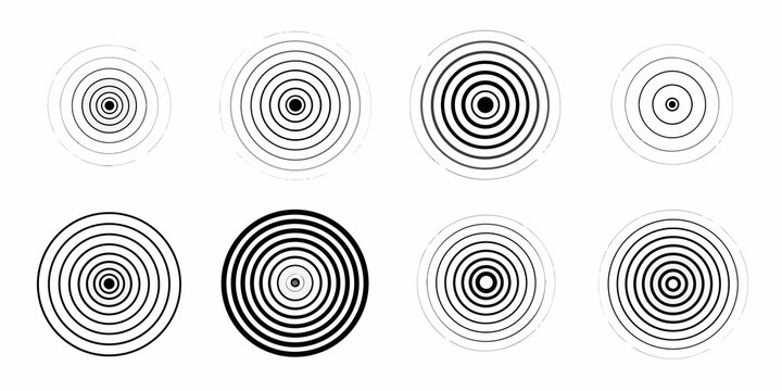 Concentric Circles Pattern On White Background Black And White Design