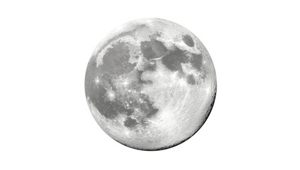 Fototapeta premium Realistic full moon with cratered surface isolated on white for clear illustration