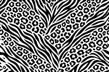 Animal print pattern with zebra, leopard, and tiger stripes © MdDulal