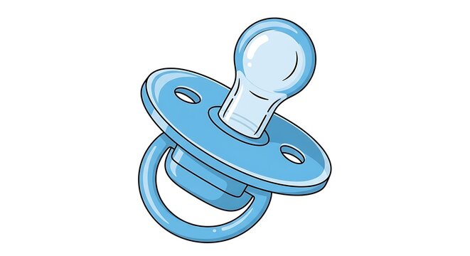 Isolated Blue Baby Pacifier Illustration Graphic.