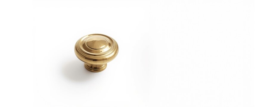 Brass cabinet knob on a white background