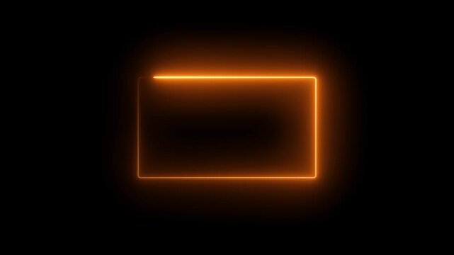 Glowing neon rectangle fire text frame with light animation. Rectangle line glowing rectangle border.