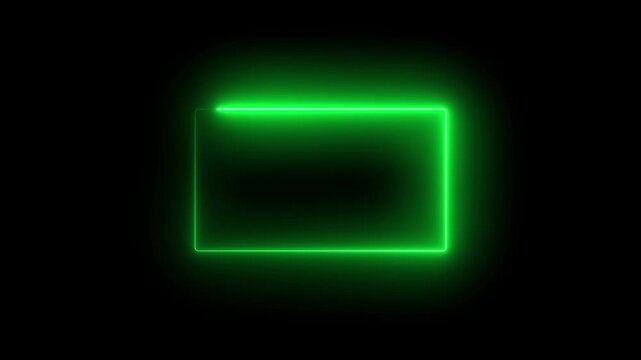 Glowing neon rectangle fire text frame with light animation.