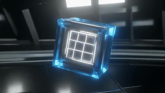abstract 3d wireframe cube animation sequence