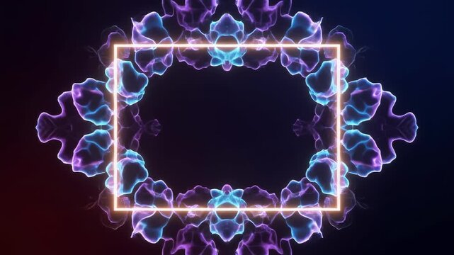 Abstract animated 3D fractal geometric shapes evolving in dark space