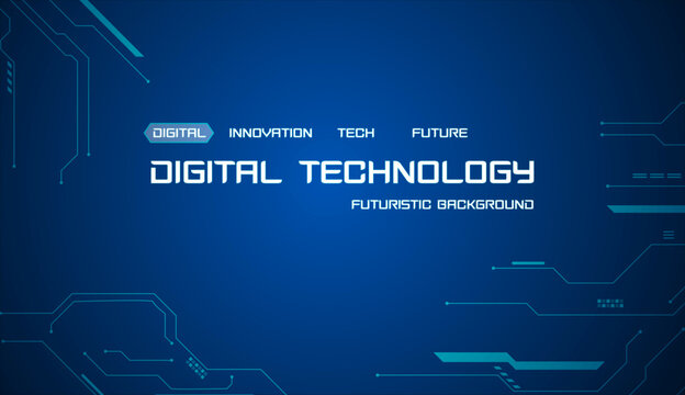 Futuristic digital technology background with circuit board lines and abstract glowing elements for innovation concept