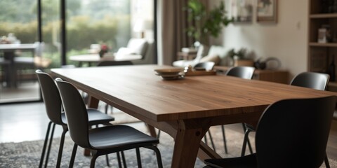 Fototapeta premium Modern dining table set in a bright open space