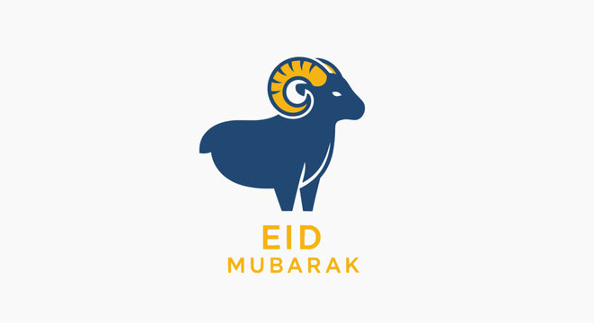 Minimalist vector illustration of a ram for Eid Mubarak celebration greeting design.