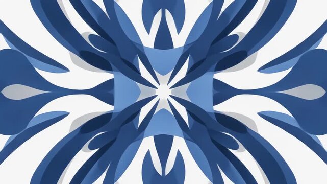 Abstract blue floral pattern animation loop seamless design
