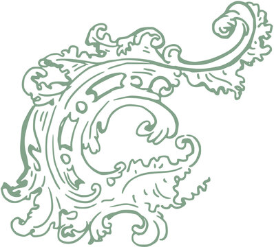 Ornate vintage corner scroll flourish element decoration