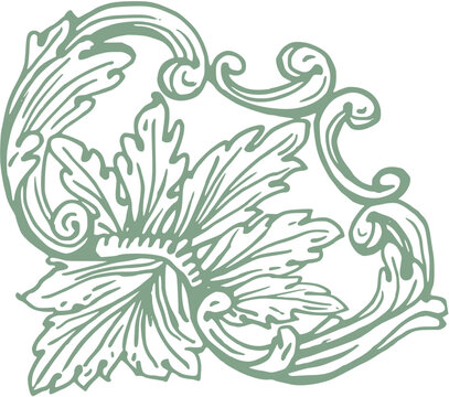 Rich detailed vintage baroque corner tile ornament