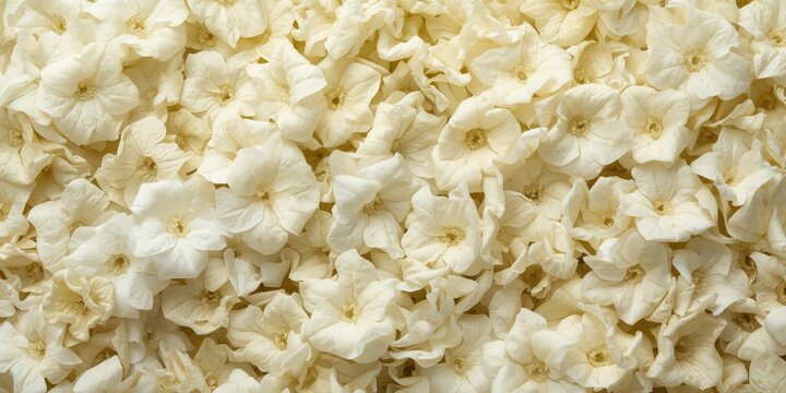 White background featuring hundred cream Matthiola Incana blooms