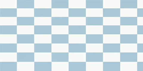 Fototapeta premium Blue and white checkered seamless tablecloth pattern, geometric textile texture with square chessboard style design, vintage picnic fabric wallpaper backdrop