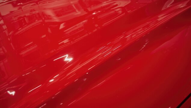Glossy red car surface with reflections and highlights
