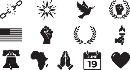 Black icons of freedom and peace symbols © Mst. Taslima Akhter