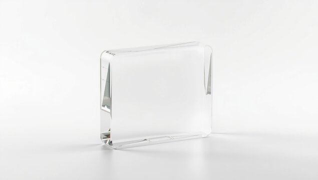 Clear acrylic block on a white background