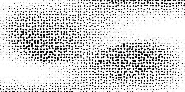 Grunge halftone gradient texture. Fading grit noise background. Sandy gritty wallpaper. Retro pixelated backdrop. Black and white anime or manga comic overlay. Vector textured graphic design