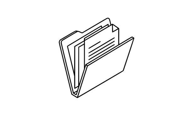 Open file folder isometric vector line art data document icon app design