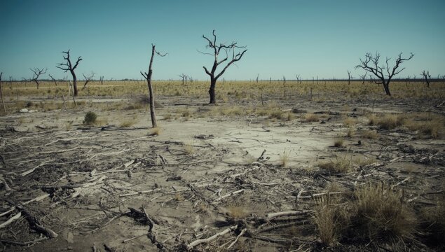 Copyspace for text illustrating land degradation due to overgrazing