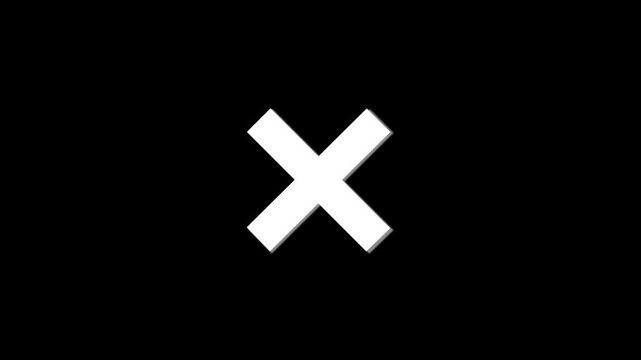 "Wrong" animation: a white X on a black background, 4K video.