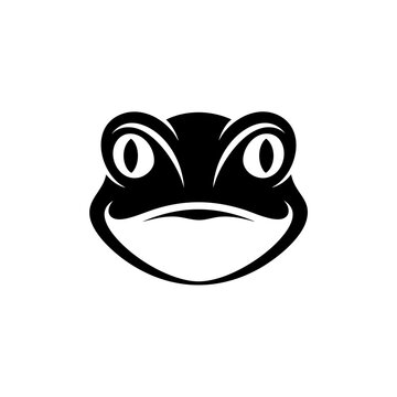 A close-up illustration of a frog's face with big eyes