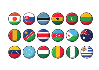 Obraz premium Color Full All Country Flags icon vector Set Illustration