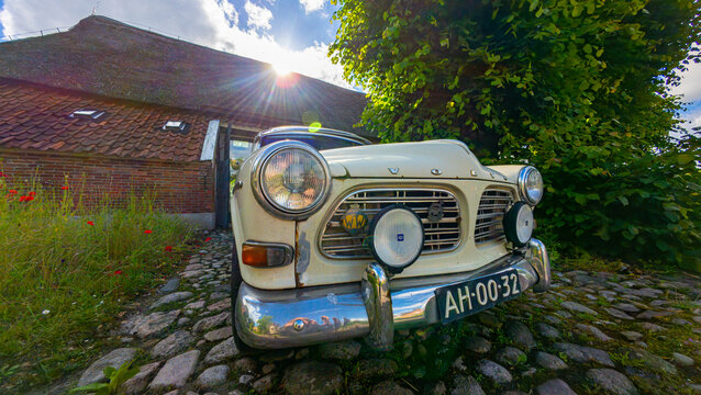 Front view of Volvo 123 GT Amazon classic car in Norg Netherlands, 06.06.2026 