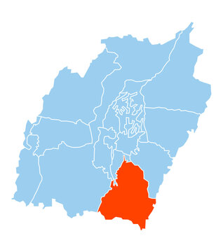 Chandel district highlighted in orange on Manipur map