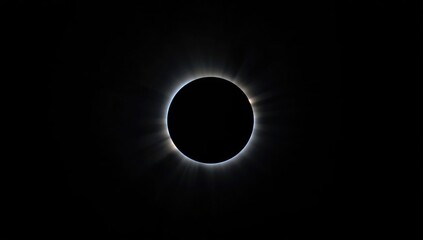 Obraz premium Solar eclipse with rays of light around the moon