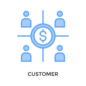 Customer Icon Lineal Blue Style. Vector Illustration For Graphic Design
