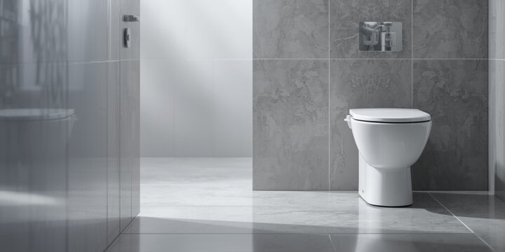 Sanitary toilet with white seat alongside white flush tank