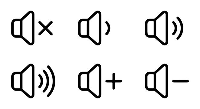 Volume Control Icons, Sound Settings Symbols, Audio Level Indicators, Mute Button