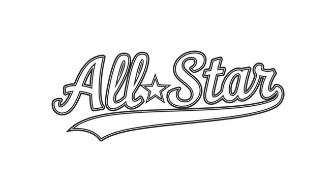 All Star text logo design with a classic vintage baseball style font.