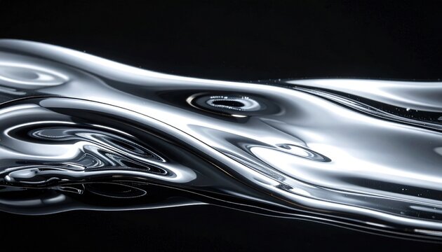 Flowing Liquid Silver Metal Surface with Dynamic Reflections and Abstract Swirls