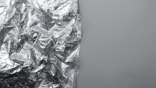 Textured background showing crumpled foil coated in thin plastic layer
