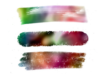 Set of abstract nebula brush strokes isolated on a black background, cosmic northern lights grunge banners for creative design. © mamta