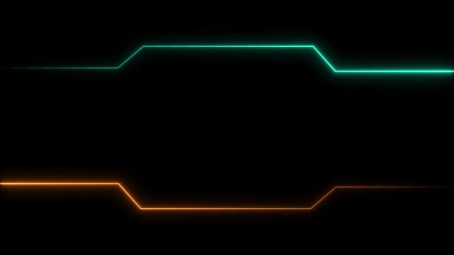 Neon cyberpunk hud frame overlay with glowing teal and orange digital lines