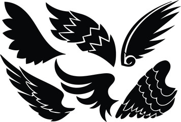 Naklejka premium Black eagle wings spread in flight silhouette style