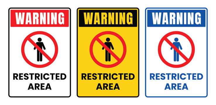 Warning Restricted Area Label. Authorized Access Only Sign. No Unauthorized Entry Symbol. Restricted Zone Safety Sticker.