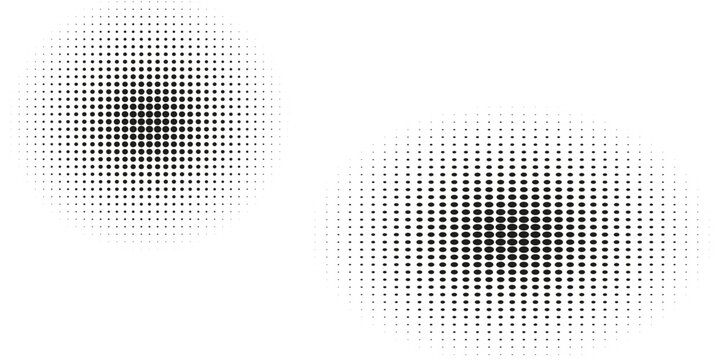 Minimalist Black Dot Matrix Radial Pattern - Abstract Cyber Screen-Print Vector