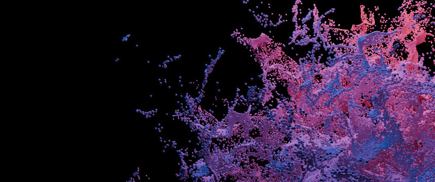 3d abstract particle with colorful light on dark background for ultra wide screen wallpaper