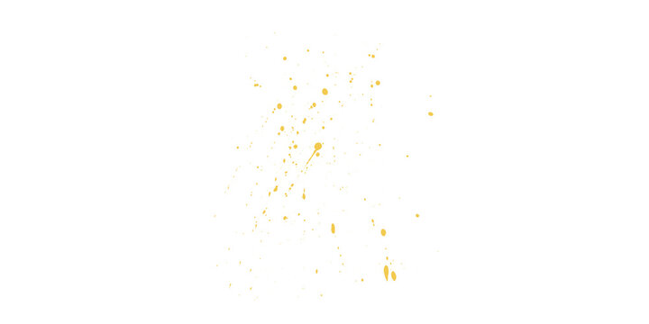 Yellow paint splatters on a transparent background creating a dynamic artistic effect with vibrant colors and textures