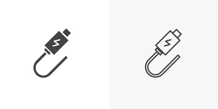 USB type c icon. collection of editable stroke line and solid flat styles.