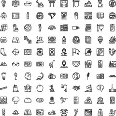 Fototapeta premium Set of minimalist line art icons symbolizing a wide range of subjects from technology and finance to food, nature, and everyday objects, representing various human activities and abstract ideas