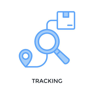 Tracking Icon Lineal Blue Style. Vector Illustration For Graphic Design